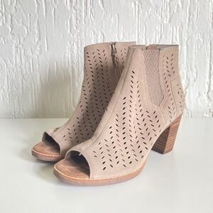 Toms Tan Peep Toe Ankle Booties Size 6